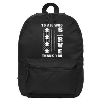 To All Who Served Thank You 16 in Basic Backpack