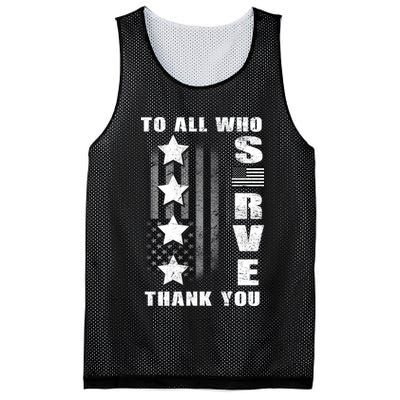 To All Who Served Thank You Mesh Reversible Basketball Jersey Tank