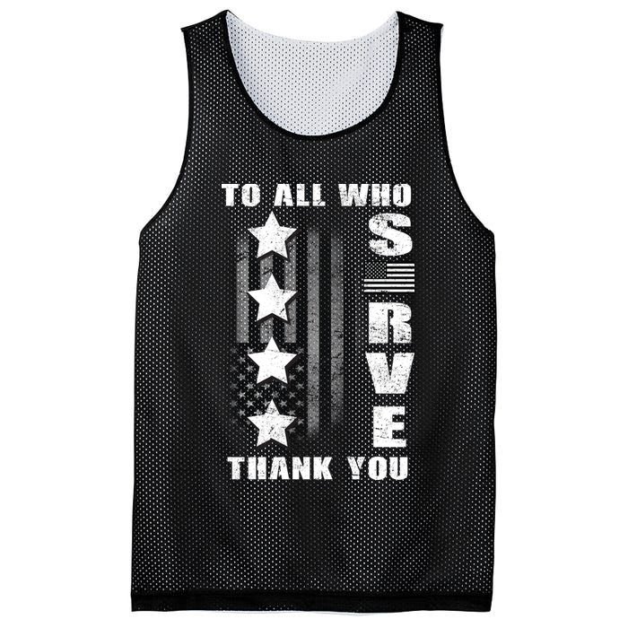To All Who Served Thank You Mesh Reversible Basketball Jersey Tank