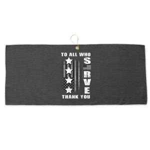 To All Who Served Thank You Large Microfiber Waffle Golf Towel