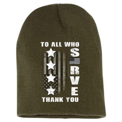 To All Who Served Thank You Short Acrylic Beanie