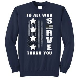 To All Who Served Thank You Tall Sweatshirt