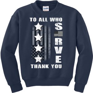 To All Who Served Thank You Kids Sweatshirt