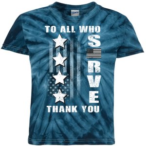 To All Who Served Thank You Kids Tie-Dye T-Shirt