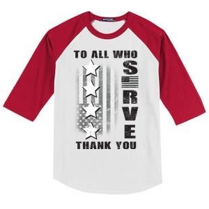 To All Who Served Thank You Kids Colorblock Raglan Jersey