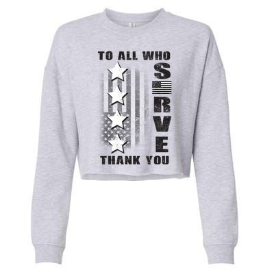 To All Who Served Thank You Cropped Pullover Crew