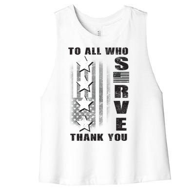 To All Who Served Thank You Women's Racerback Cropped Tank