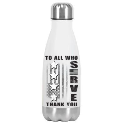 To All Who Served Thank You Stainless Steel Insulated Water Bottle