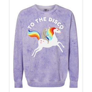 To The Disco Funny Sloth Unicorn Colorblast Crewneck Sweatshirt