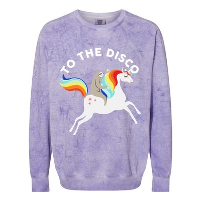 To The Disco Funny Sloth Unicorn Colorblast Crewneck Sweatshirt
