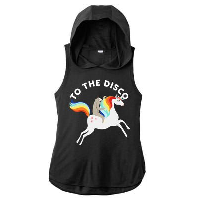 To The Disco Funny Sloth Unicorn Ladies PosiCharge Tri-Blend Wicking Draft Hoodie Tank