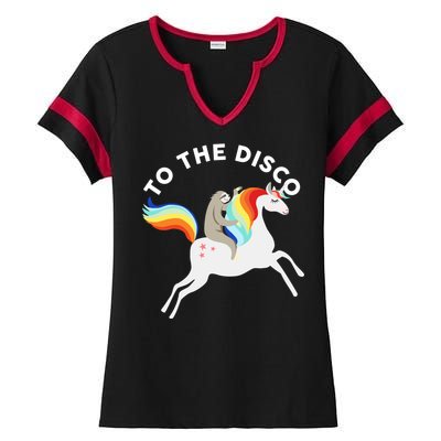 To The Disco Funny Sloth Unicorn Ladies Halftime Notch Neck Tee