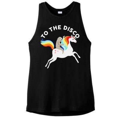 To The Disco Funny Sloth Unicorn Ladies PosiCharge Tri-Blend Wicking Tank