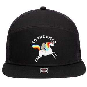 To The Disco Funny Sloth Unicorn 7 Panel Mesh Trucker Snapback Hat