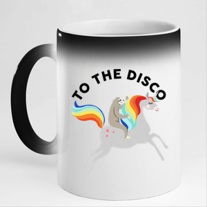 To The Disco Funny Sloth Unicorn 11oz Black Color Changing Mug