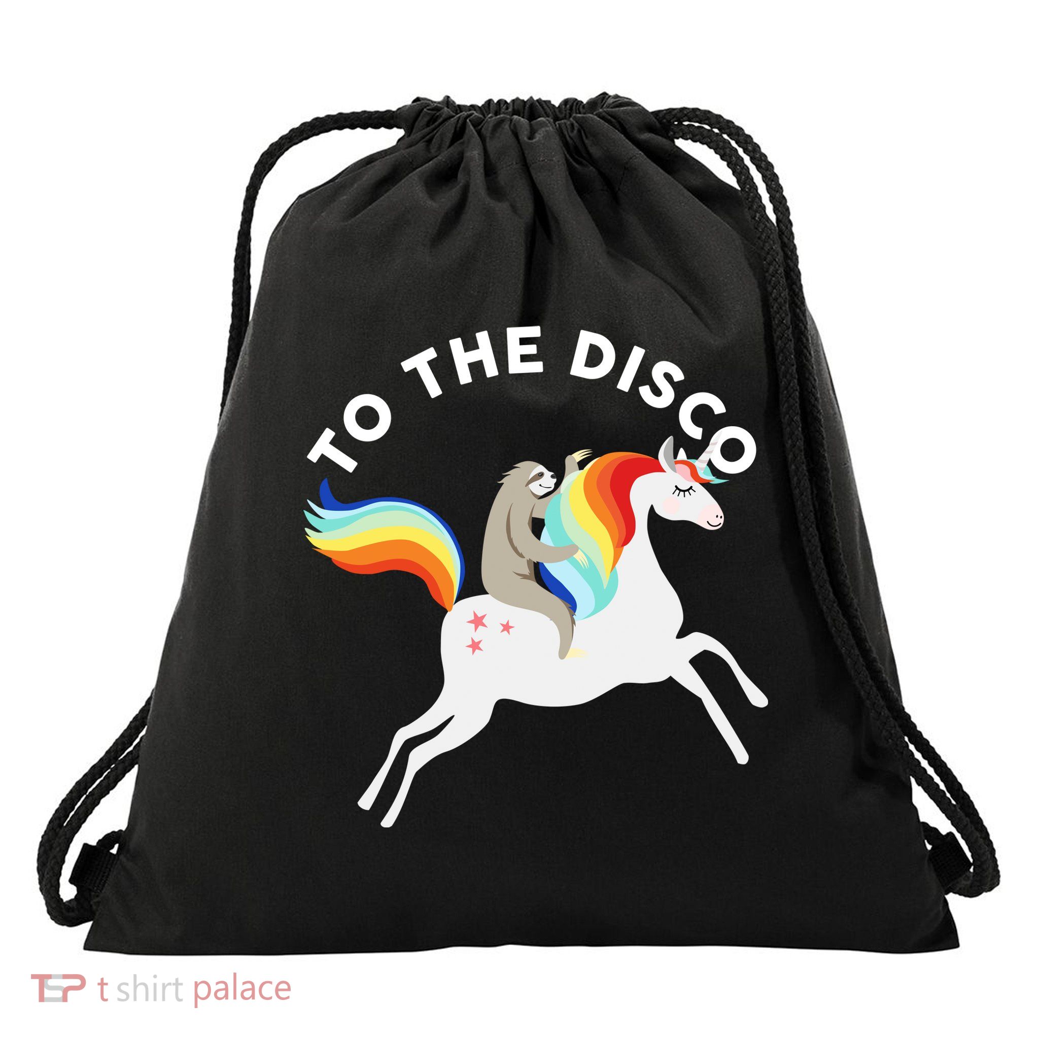 To The Disco Funny Sloth Unicorn Drawstring Bag