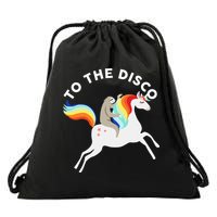 To The Disco Funny Sloth Unicorn Drawstring Bag
