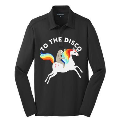 To The Disco Funny Sloth Unicorn Silk Touch Performance Long Sleeve Polo