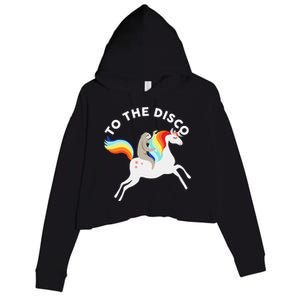 To The Disco Funny Sloth Unicorn Crop Fleece Hoodie