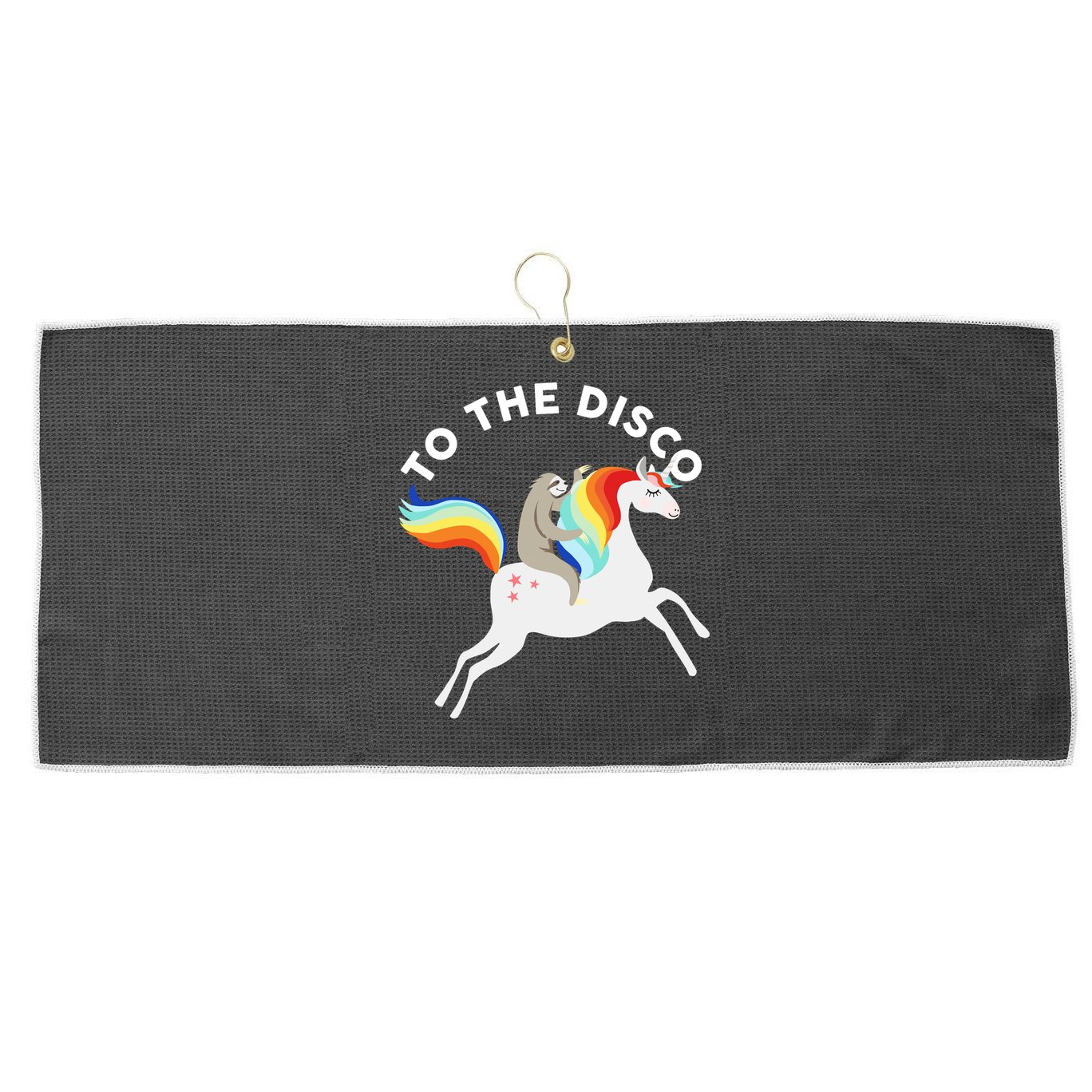 To The Disco Funny Sloth Unicorn Large Microfiber Waffle Golf Towel