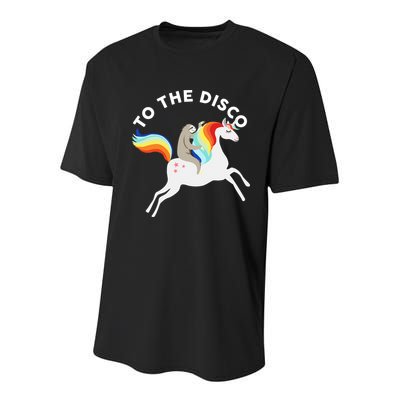 To The Disco Funny Sloth Unicorn Youth Performance Sprint T-Shirt