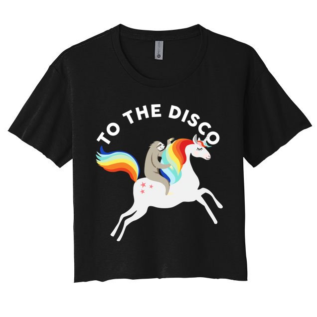 To The Disco Funny Sloth Unicorn Crop Top