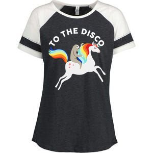 To The Disco Funny Sloth Unicorn Enza Ladies Jersey Colorblock Tee