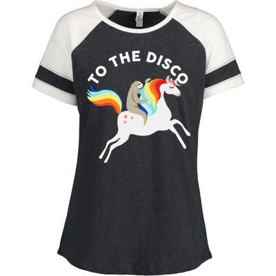 To The Disco Funny Sloth Unicorn Enza Ladies Jersey Colorblock Tee