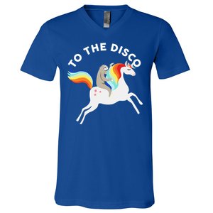 To The Disco Funny Sloth Unicorn V-Neck T-Shirt