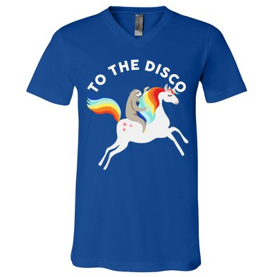 To The Disco Funny Sloth Unicorn V-Neck T-Shirt