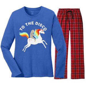 To The Disco Funny Sloth Unicorn Women's Long Sleeve Flannel Pajama Set 