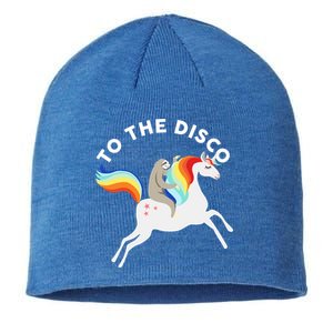 To The Disco Funny Sloth Unicorn Sustainable Beanie