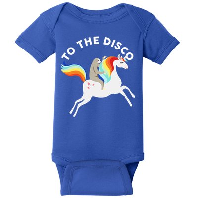 To The Disco Funny Sloth Unicorn Baby Bodysuit