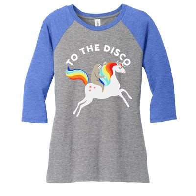 To The Disco Funny Sloth Unicorn Women's Tri-Blend 3/4-Sleeve Raglan Shirt