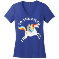 To The Disco Funny Sloth Unicorn Women's V-Neck T-Shirt