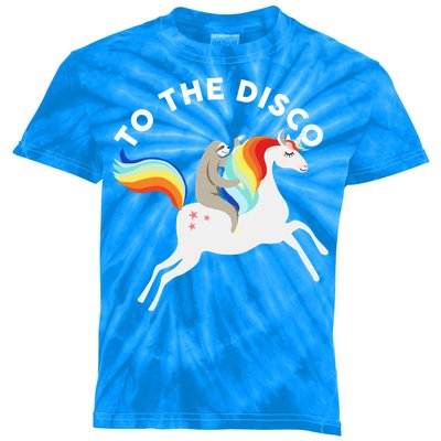 To The Disco Funny Sloth Unicorn Kids Tie-Dye T-Shirt