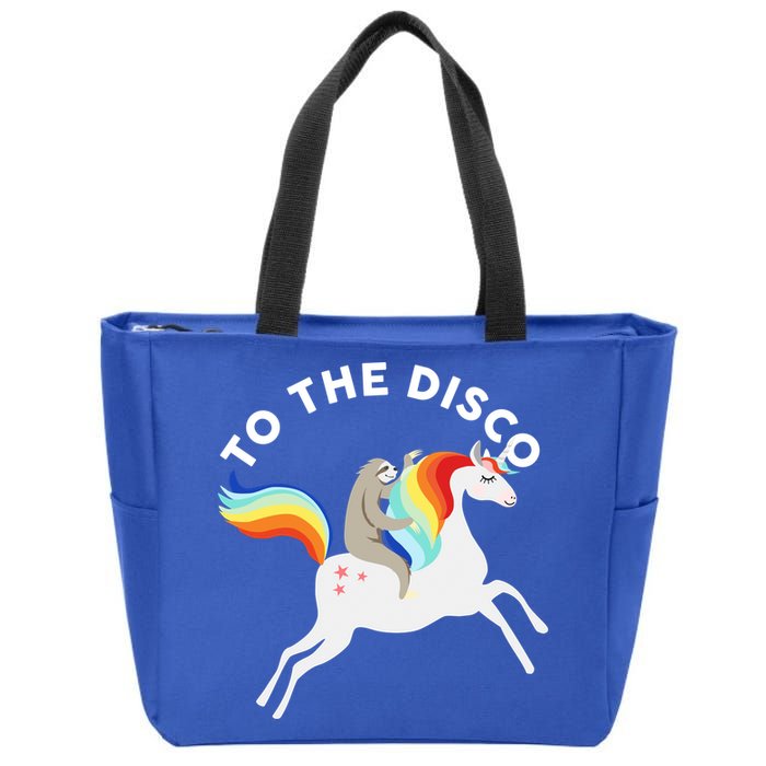 To The Disco Funny Sloth Unicorn Zip Tote Bag