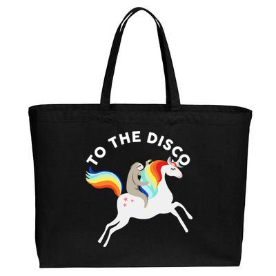 To The Disco Funny Sloth Unicorn Cotton Canvas Jumbo Tote