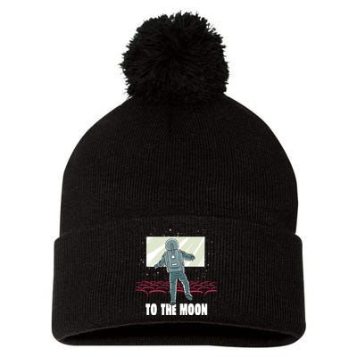 To The Moon Astronaut Movie Theatre Pom Pom 12in Knit Beanie