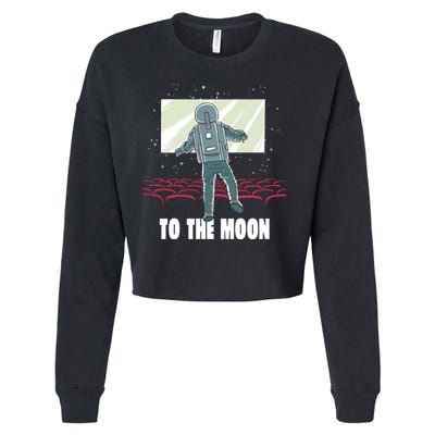 To The Moon Astronaut Movie Theatre Cropped Pullover Crew