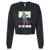 To The Moon Astronaut Movie Theatre Cropped Pullover Crew