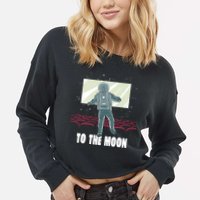 To The Moon Astronaut Movie Theatre Cropped Pullover Crew