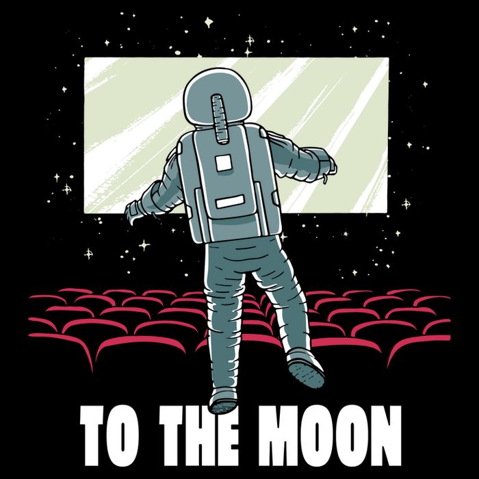 To The Moon Astronaut Movie Theatre Cropped Pullover Crew
