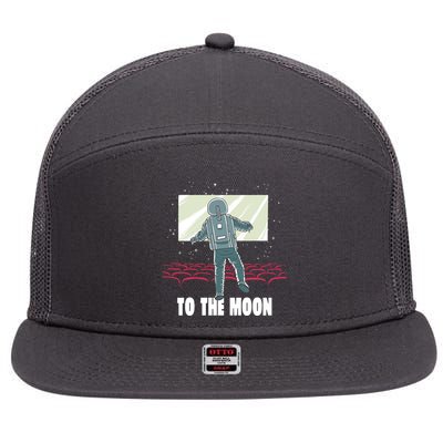 To The Moon Astronaut Movie Theatre 7 Panel Mesh Trucker Snapback Hat