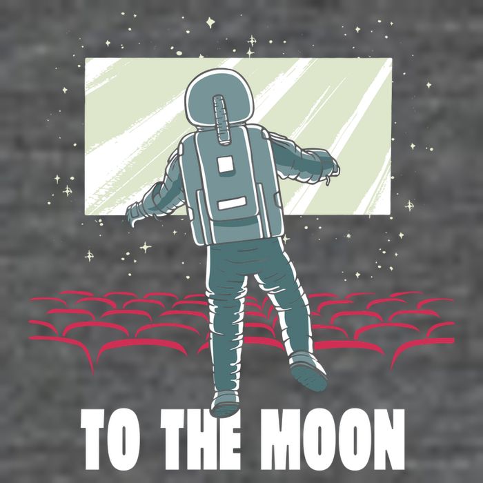 To The Moon Astronaut Movie Theatre 7 Panel Mesh Trucker Snapback Hat