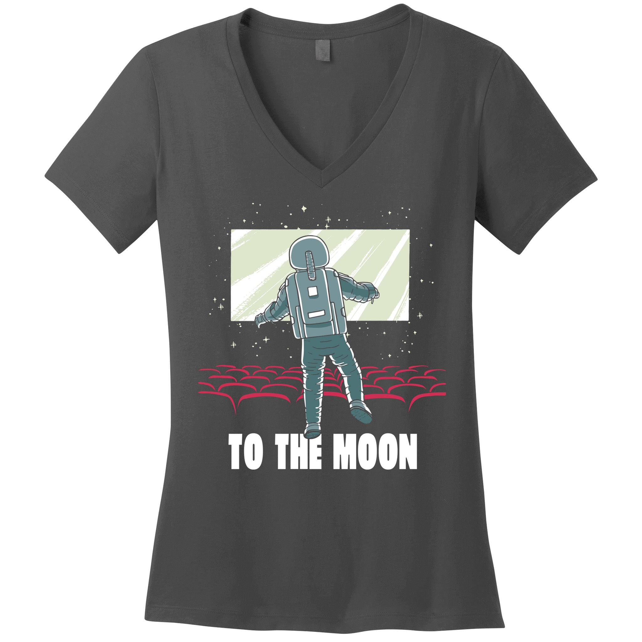 To The Moon Astronaut Movie Theatre Women's V-Neck T-Shirt