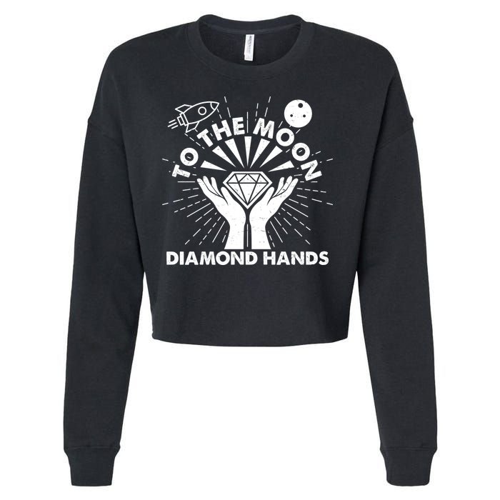 To The Moon Diamond Hands Crypto Currency Cropped Pullover Crew