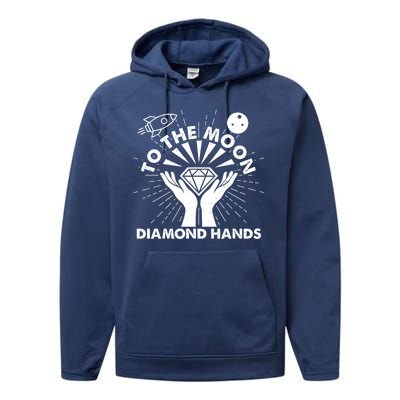 To The Moon Diamond Hands Crypto Currency Performance Fleece Hoodie