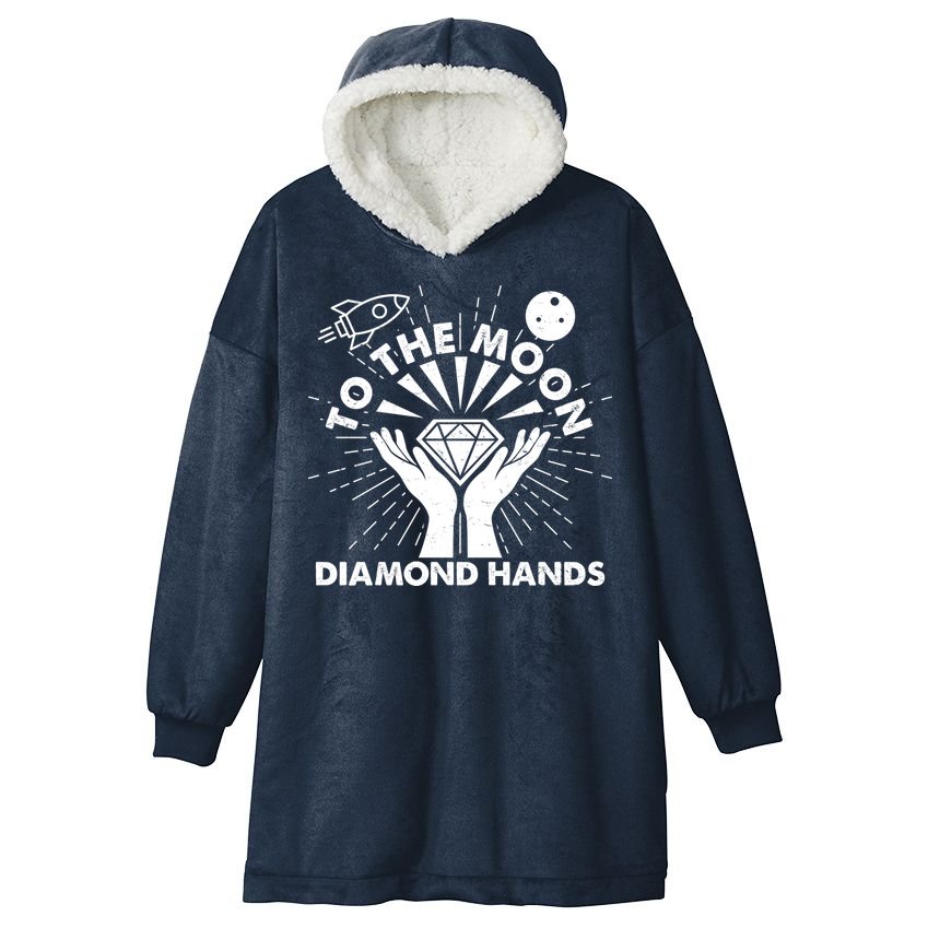 To The Moon Diamond Hands Crypto Currency Hooded Wearable Blanket