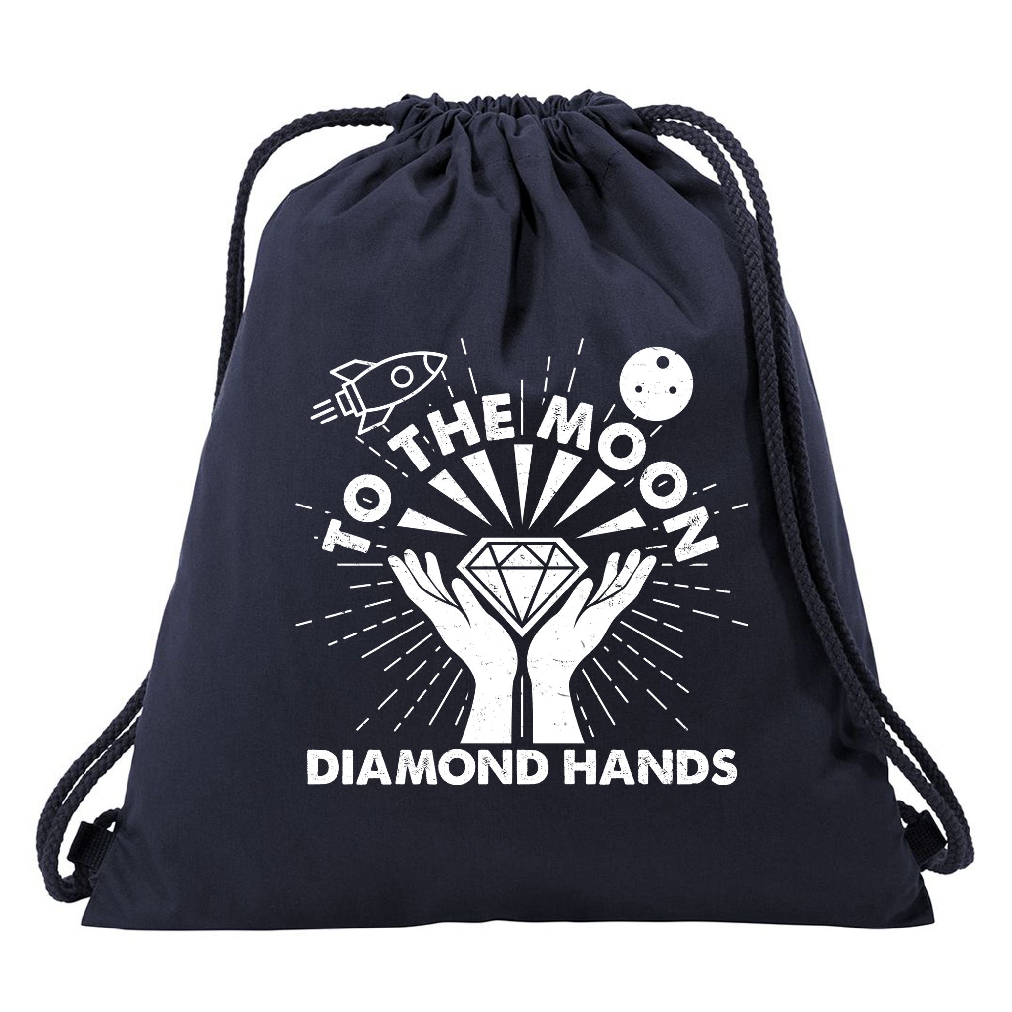 To The Moon Diamond Hands Crypto Currency Drawstring Bag
